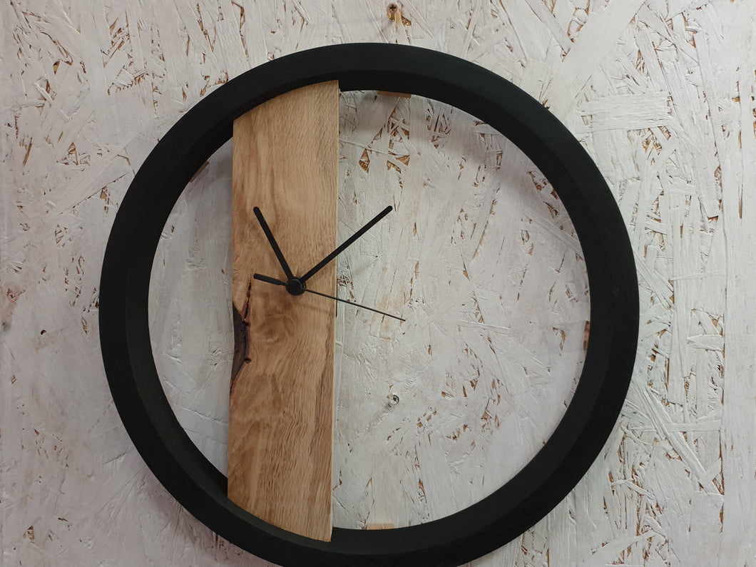 Oak Black and Natural Clock