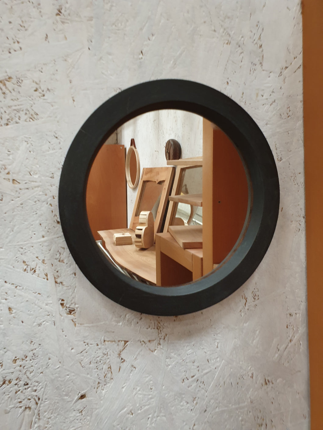 Small Round Mirror - Black